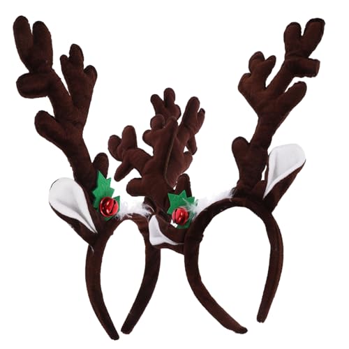 ROMISBABA 2 Stück Weihnachtsstirnband Geweih Haarband Bandanas Weihnachtsbrille Elch weihnachtsverkleidung weihnachts verkleidung Haarband- -Requisite Weihnachtskopfschmuck Stoff Coffee von ROMISBABA