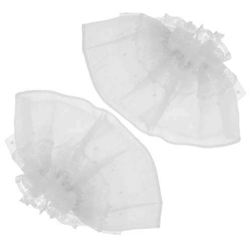 ROMISBABA 2 Stück Weiße Lolita Spitzen Manschetten mit Glockenärmel Design Abnehmbare Weiche Fake Ärmel für Damen Vielseitige Handgelenksmanschetten für Hochzeit Cosplay und Kostümpartys von ROMISBABA