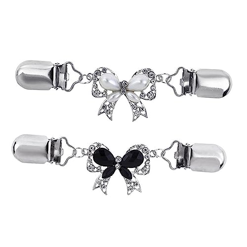 ROMISBABA 2 Stück Zweiteilige Dekorative Clips für Schals und Cardigans Langlebige Praktische Kleidungsspangen Leichtem Zinklegierungsmaterial Schwarz und Weiß für Schals Pullover und von ROMISBABA