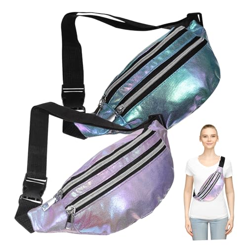 ROMISBABA 2 Stück wasserdichte Damen Bauchtasche Verstellbare Gürteltasche aus Oxford Modische Hüfttasche mit Großer Kapazität Stylisch für Sport Reisen Outdoor Crossbody Bag für Mädchen von ROMISBABA