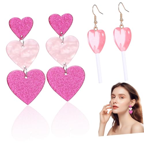 ROMISBABA 2Paare Herz Ohrringe für Damen Süße Liebesohrringe Baumelnde Ohrhänger Perfektes für Valentinstag Glänzender Modeschmuck ROMISBABA 2Paare Herz Ohrringe für Damen Süße Liebesohrringe Baumelnde Ohrhänger Perfektes für Valentinstag Glänzender Modeschmuck von ROMISBABA