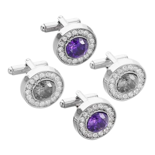 ROMISBABA 2Paare Manschettenknöpfe für Herren mit Zirkonstein Elegantes Design für Anzüge Hochzeiten Formelle Anlässe von ROMISBABA