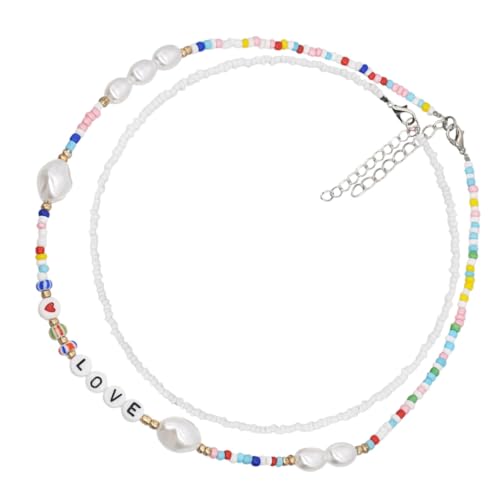 ROMISBABA 2stücke Böhmischer Perlen-halsreif Damen Schlüsselbeinkette Eleganter Halsschmuck Aus Harzmaterial Für Frauen Und Mädchen von ROMISBABA