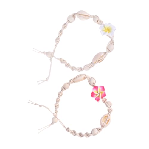 ROMISBABA 2 Stück Verstellbare Fußkettchen für Damen Boho Muschel Fußkettchen Meeresmuster Geflochten für Strand und Alltag von ROMISBABA