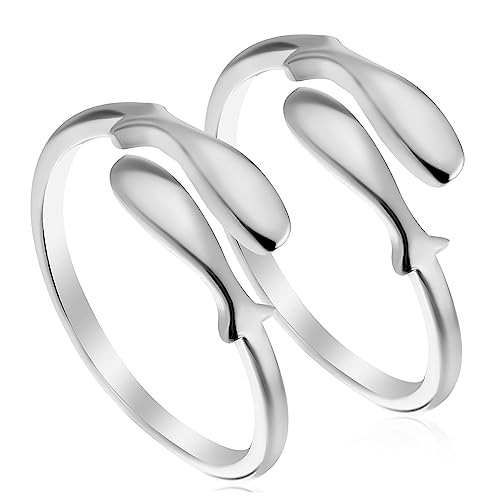 ROMISBABA 2stücke Teiliges Verstellbare Damen Finger Ringe Mit Fischdesign Eleganter Silberschmuck Für Teenager Für Partys Geburtstage Und Persönliche Geschenke von ROMISBABA