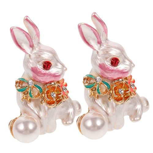 ROMISBABA 2Stücke Kaninchen Brosche mit Kristallen Dekorative Anstecknadeln für Kleidung Taschen Schals Perfektes Ostergeschenk für Freunde Familie von ROMISBABA