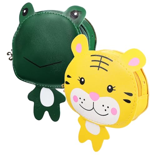 ROMISBABA 2Stücke Kawaii Mädchentaschen Teiliges Umhängetaschen mit Tierdesign Tiger Frosch PU Geldbörsen für Shopping Reisen von ROMISBABA