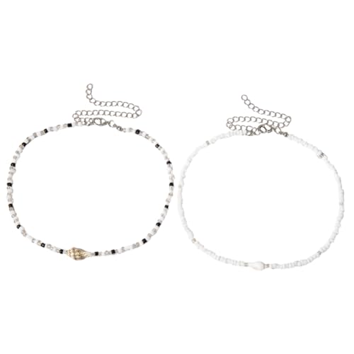 ROMISBABA 2stücke Muschel Halskette Einfachheit Choker Strand Halskette Perlen Colliers Für Damen Teenager Sommerferien von ROMISBABA