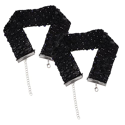 ROMISBABA 2stücke Paillettenhalskette Mit Modischem Für Kostümzubehör Partyhalsband Dekoratives Kurze Halskette Damenschmuck Für Bankette Und Alltag von ROMISBABA