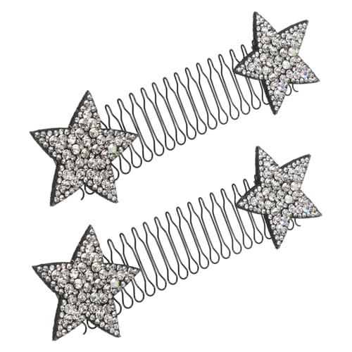 ROMISBABA 2stücke Silberne Stern-haarspangen Stretch-haarnadeln U-pins Sternmuster Haarschmuck Für Frauen Unsichtbares Halterdesign Einfach Anzuwenden von ROMISBABA