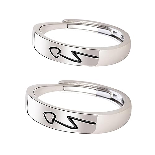 ROMISBABA 2stücke Ringe Aus Kupfer Mit Herzmuster Für Männer Und Frauen Verstellbare Fingerringe Einheitliche Langlebig Und Leicht Zu Tragen von ROMISBABA