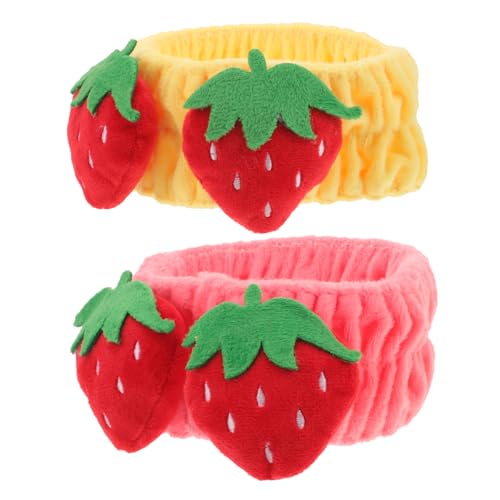 ROMISBABA 2st Erdbeer Stirnband Halemet Frauen Make-up-entferner Muffen Wischt Gesicht Stirnbänder Haarnadel-stirnband Hautpflege-stirnband Stirnband Machen Spa-haarband Spa-stirnband Stoff von ROMISBABA