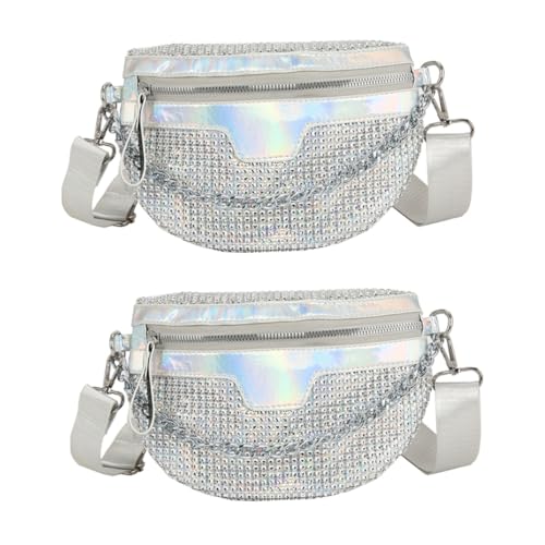 ROMISBABA 2stücke Shiny Girls Gürteltasche Für Damen Umhängetasche Mit Glänzenden Details Für Shopping Und Praktischen Für Handy Schlüssel Und von ROMISBABA