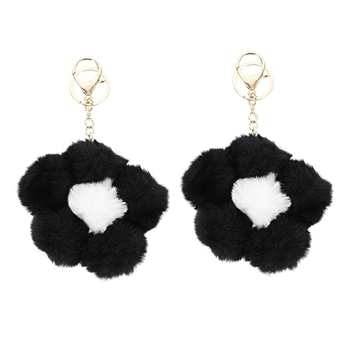 ROMISBABA 2st Schlüsselanhänger Floraler Schlüsselanhänger Autoschlüssel-schlüsselanhänger Blumen-plüsch-schlüsselanhänger Tier-schlüsselanhänger Black Nachahmung Von Rex-kaninchenfell von ROMISBABA