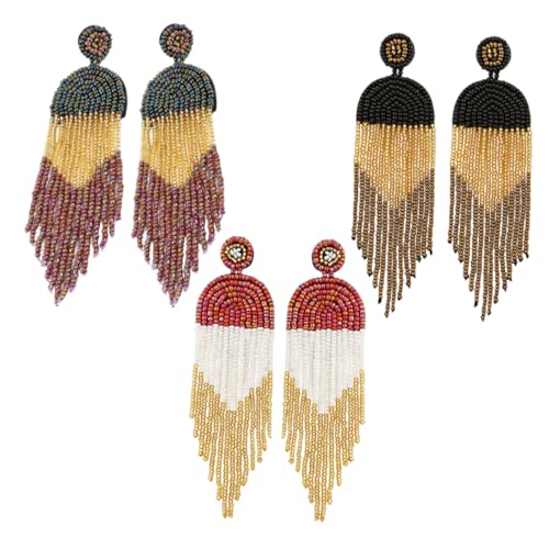 ROMISBABA 3 Paare Boho Ohrringe Damen Perlen Quasten Ohrhänger Leicht Ethnisch Vintage Ohrschmuck Retro Stil Für Strand Party Alltag ROMISBABA 3 Paare Boho Ohrringe Damen Perlen Quasten Ohrhänger Leicht Ethnisch Vintage Ohrschmuck Retro Stil Für Strand Party Alltag von ROMISBABA