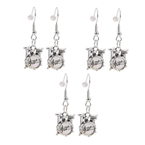 ROMISBABA 3 Paare Damen Trommelset Ohrringe Tropfen Ohrhänger aus Langlebiger Legierung Stylisches Design für Modebewusste Frauen Kreative Musikinstrument Schmuck Accessoires von ROMISBABA