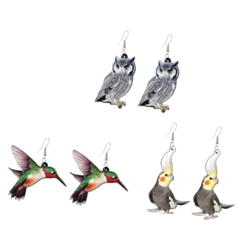 ROMISBABA 3 Paare Ohrringe mit Vogelmotiven Leichte Kreative Ohrhänger für Damen Modische Tropfenohrringe Langlebig und Angenehm zu Tragen Schmuckset für Mädchen und Frauen von ROMISBABA