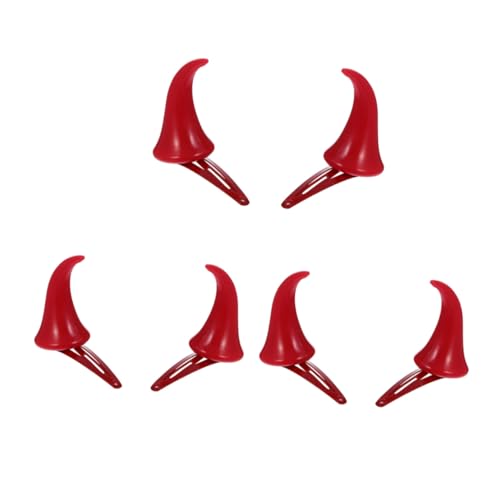 ROMISBABA 3 Paare Rote Ox Horn Haarspangen Teufelshorn Haarclips Halloween Kostüm Accessoires für Damen und Langlebig und Einfach zu Tragen von ROMISBABA