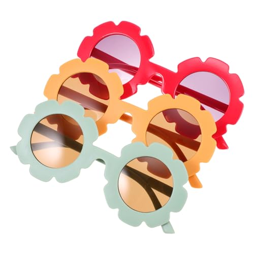 ROMISBABA 3 Paare Sonnenbrillen Sonnenblumen Design Pc Material Uv Schutz Partybrillen für Mädchen Kleinkinder Leichte Langlebige Partyaccessoires Geschenkidee von ROMISBABA