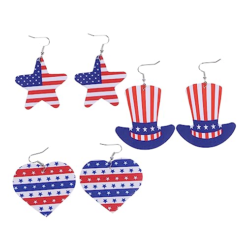 ROMISBABA 3 Paare Unisex Ohrringe mit US Flagge und Sternen Modische Schmuck Accessoires für Independence Day Vielseitig und Bequem für Partys und Festliche Anlässe von ROMISBABA