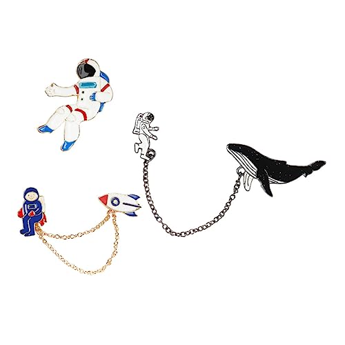 ROMISBABA 3 Sätze Japanische Cartoon broschen aus Legierung Kreative Astronaut Wal anstecker Vielseitige Modebroschen für Kleidung Taschen Hüte Geschenkidee von ROMISBABA