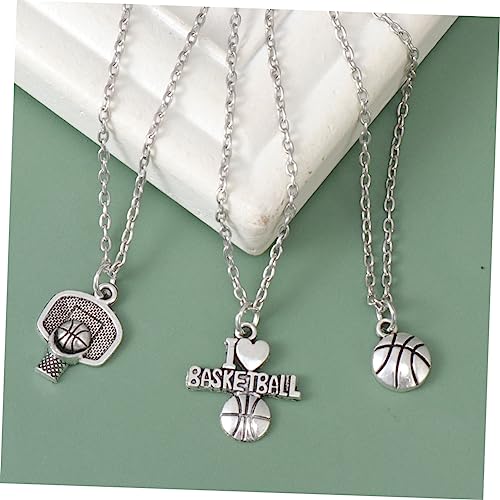 ROMISBABA 3 Stück Basketball Anhänger Halskette Teiliges Legierung Filigrane Kette für Symbolisches für Sportliebhaber Geeignet für Männer und Frauen Modischer Couple Schmuck von ROMISBABA