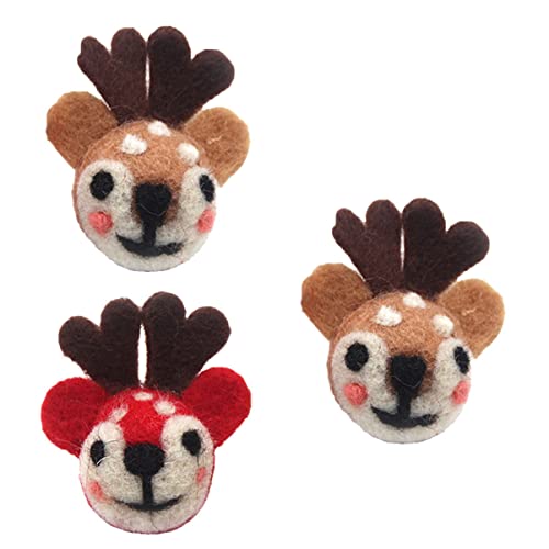 ROMISBABA 3 Stück Handgefertigte Filz broschen mit Niedlichem Hirschgeweih motiv Süße Weihnachts broschennadeln als Modisches Accessoire für Kleidung Anzüge Mützen und Zufällige Farbe von ROMISBABA