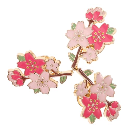 ROMISBABA 3 Stück Kirschblüten Broschen Pin aus Metall Niedliche Anstecknadeln mit Farbigem Cartoon Blumenmuster Vielseitig für Kleidung Taschen und Hüte Langlebig und Wiederverwendbar von ROMISBABA