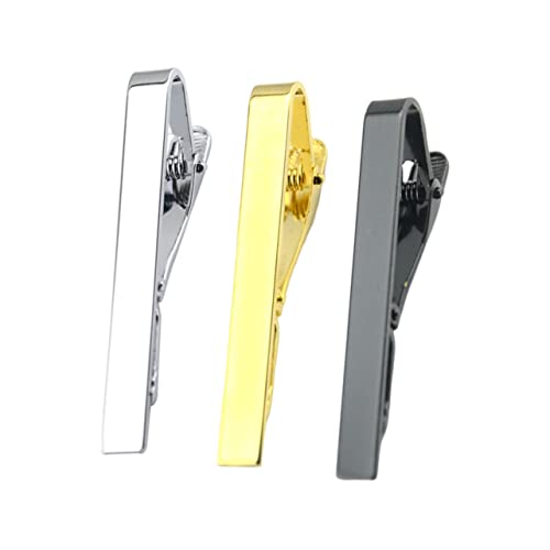 ROMISBABA 3 Stück Krawattenklammern für Herren und Damen Einfache Glatte Metall Tie Clips Gold Silber und Schwarz zur Sicherung der Krawatte für Einen Eleganten Look von ROMISBABA
