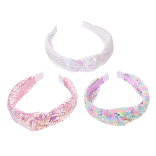 ROMISBABA 3 Stück Pailletten Haarbänder Damen Glitzer Stirnband mit Knoten Rutschfeste Haarreifen für Party Alltag und Meerjungfrau Accessoires Bequem und Modisch von ROMISBABA