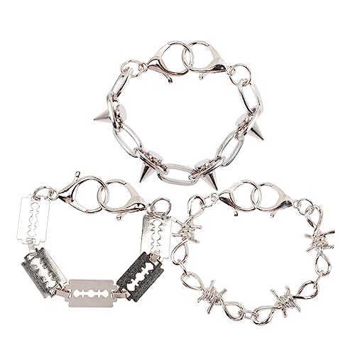 ROMISBABA 3 Stück Punk Schuhkette Teiliges Metall Schuhanhänger für Herren Sneaker DIY Schuhe Zubehör mit Nieten und Plättchen Vintage Schuhdekoration für Alltag Party von ROMISBABA