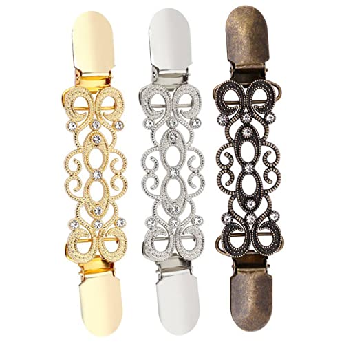 ROMISBABA 3 Stück Retro Pullover Clips Dekorative Cardigan Schnallen für Damen Langlebige und Leichte Verbindungselemente Gold Antik Silber und Antik Bronze für Elegantes Styling von ROMISBABA