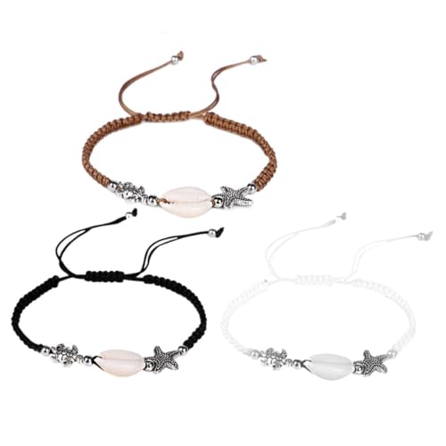 ROMISBABA 3 Stück Teiliges Damen Armband Handgewebtem Handgelenkdekoration mit Muschelmuster Beige Verstellbar Komfortabel ROMISBABA 3 Stück Teiliges Damen Armband Handgewebtem Handgelenkdekoration mit Muschelmuster Beige Verstellbar Komfortabel von ROMISBABA