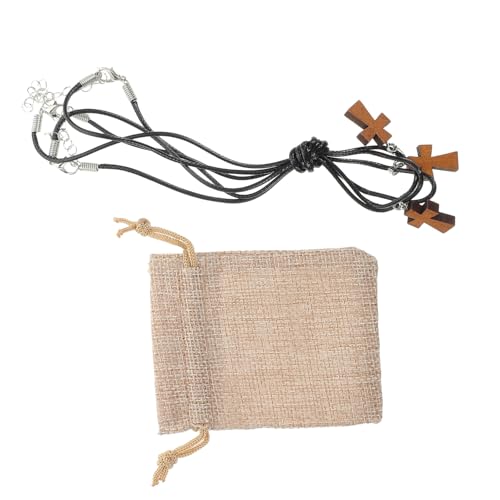 ROMISBABA 3 Stück Teiliges Holz Kreuz Anhänger für Damen und Herren Handgefertigte Mini Holzkreuze mit Seil Kette Minimalistisches Vintage Design für Diy Schmuck und Täglichen Gebrauch von ROMISBABA
