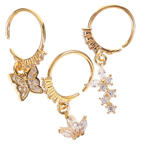 ROMISBABA 3 Stück Teiliges Nasenring aus Chirurgischem mit Funkelnden Strass Schmetterlingen und Perlen Kleine Hautfreundliche Nasenpiercingschmuck für Damen für Partys und Besondere von ROMISBABA