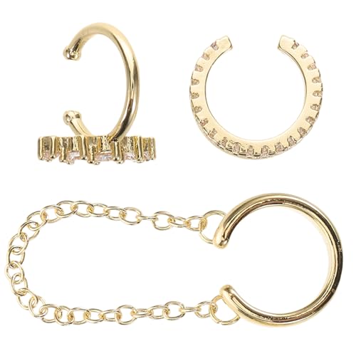 ROMISBABA 3 Stück Teiliges Ohrclips Geometrische Ear Cuff Ornamente für Frauen Verstellbar Ohrloch Funkelnde Zirkonia Schmuckaccessoires Minimalistischer Stil Eleganter Damenschmuck von ROMISBABA