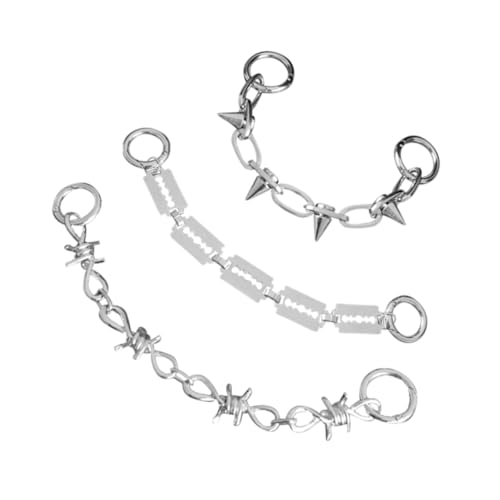 ROMISBABA 3 Stück Teiliges Punk Schuhketten Metall Schuhschmuck mit Stacheln Klingen und Nieten Designs für Sneaker und Boots Damen Accessoires für Alltag Party Schule von ROMISBABA