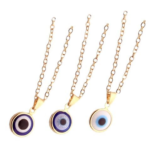 ROMISBABA 3stücke Türkisches Auge Halskette Blau Charm Kette Damen Schmuck Evil Eye Halskette Für Frauen Türkischer Böser Blick von ROMISBABA