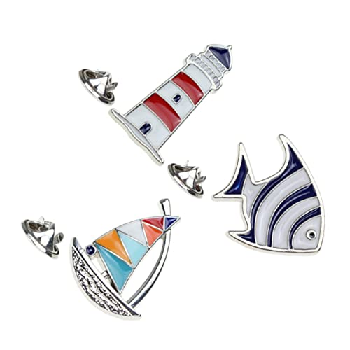 ROMISBABA 3 Stück Tropische Fischbrosche Leuchtturm Küsten Segelboot Ti Schmuck Ornament Fisch Brosche Tropischer Fisch Emaille Brustnadel Brosche Broschennadel Brosche Clip von ROMISBABA