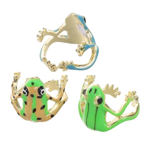 ROMISBABA 3 Stück Verstellbare Froschringe Offene Zinklegierung Tierdesign Schmuck Versatile Damenringe Süßes Minimalistisches Accessoire für Alltag und Party von ROMISBABA