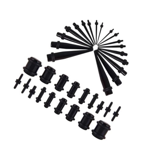 ROMISBABA 36 Stück Teiliges Unisex Ohrloch Dehnset aus Schwarzem Mehrdimensionale Stretching Ohrstecker für Piercing Schmuck Komfortabel und Modisch für Damen und Herren von ROMISBABA