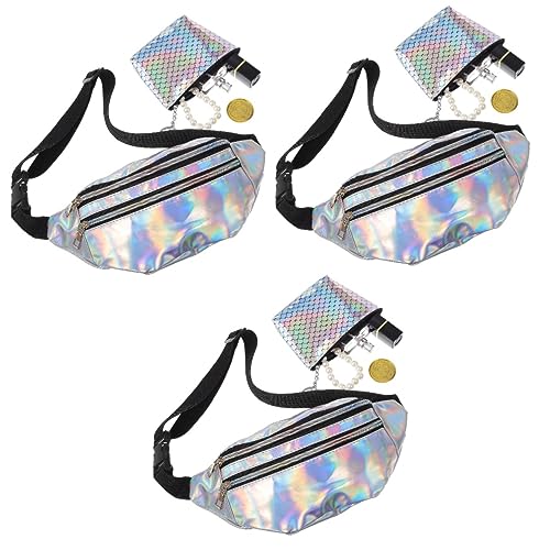ROMISBABA 3sätze Verstellbare Damen-gürteltasche Aus Hochwertigem Material Mit Fischschuppen-münzfach Und Reißfest Für Outdoor-Sport Reisen Und Festivals Tragbar Am Bauch Schulter von ROMISBABA