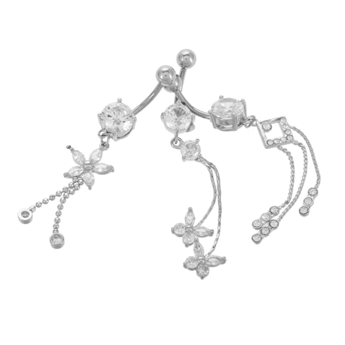 ROMISBABA 3stücke Baumelnder Bauchnabelring Aus Edelstahl Bauchnabelpiercing-schmuck Körperschmuck Für Frauen Modernes Design Langer Baumelnder Bauchnabelring von ROMISBABA