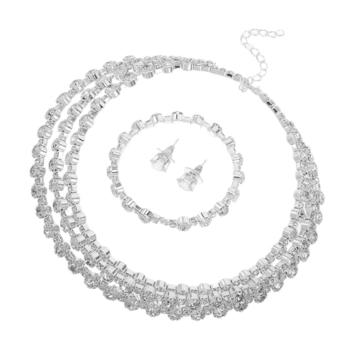 ROMISBABA 3Stücke Brautschmuck Set für Hochzeiten Funkelnde Halskette Ohrringe Armband Elegantes Teiliges Schmuckset für Bräute Brautjungfern Silberfarbene ROMISBABA 3Stücke Brautschmuck Set für Hochzeiten Funkelnde Halskette Ohrringe Armband Elegantes Teiliges Schmuckset für Bräute Brautjungfern Silberfarbene von ROMISBABA