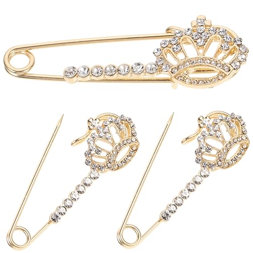 ROMISBABA 3stücke Teiliges Glas Krone Broschen Sicherheitsnadeln Für Damen Geschäftsmode Stilvolles Zubehör Für Schals Und Cardigans Schickes Design Mit Funkelnden Strasssteinen von ROMISBABA