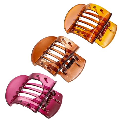 ROMISBABA 3stücke Haarklammern Mit Inneren Zähnen Stylische Haarspangen Für Dickes Haar Für Frauen Vielseitige Haarschmuck-accessoires Tiefem Kaffee Und Weinrot von ROMISBABA