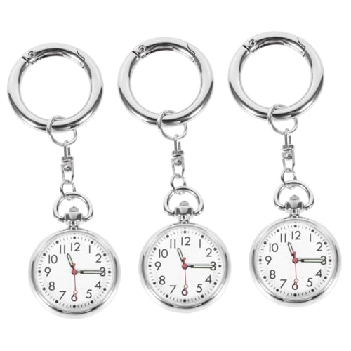 ROMISBABA 3st Krankenpflegeschüler-formular Schwesternuhr Zum Anklemmen Schnalle Seltsam Uhren Hängende Uhr Schlüsselband Schlank Digitaluhr Für Frauen Mini-Uhr Nacht Silver Rostfreier Stahl von ROMISBABA