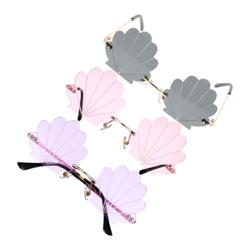 ROMISBABA 3stücke Randlose Muschel-sonnenbrillen Für Damen Leicht Und Tragbar Für Partys Und Outdoor-aktivitäten Muschelförmiges Design Langlebig Und Stilvoll von ROMISBABA