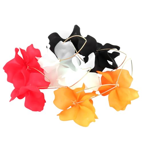ROMISBABA 4 Paare Acryl Blumen Ohrringe Damen Ohrstecker Blütenanhänger Dangle für Alltag Urlaub und Party Leichte Bunte Blüten Ohrhänger für Frauen und Mädchen Zufällige Zufällige Farbe von ROMISBABA