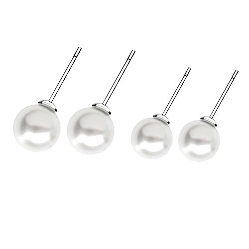 ROMISBABA 4 Paare Natürliche Süßwasserperlen Ohrstecker Sterling Silber Klassische Damen Ohrschmuck Hautfreundlich Elegantes Design für Hochzeit Party von ROMISBABA